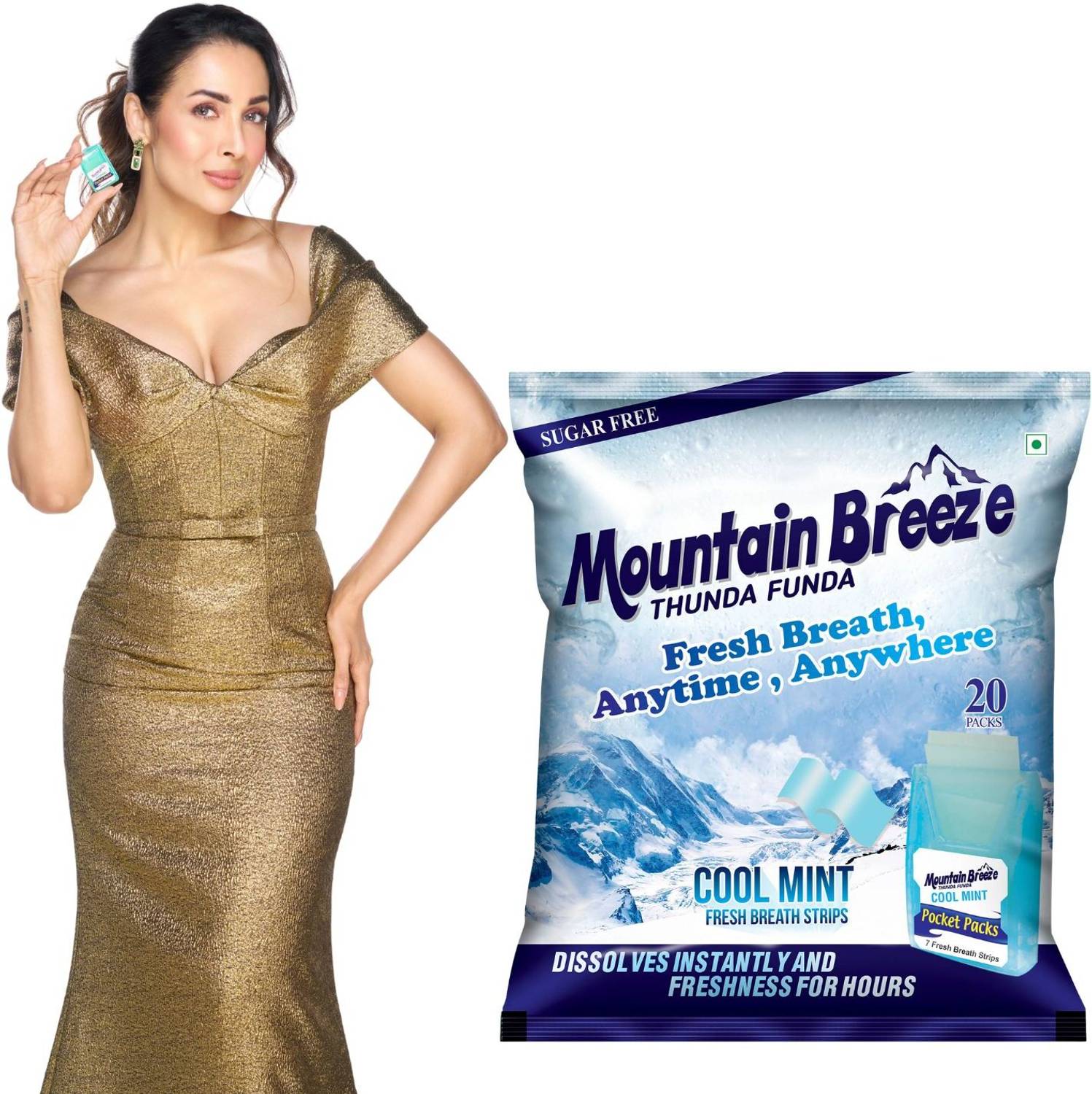 Mountain breeze Sugar-Free Coolmint Fresh Breath Strips ( 7 Strips