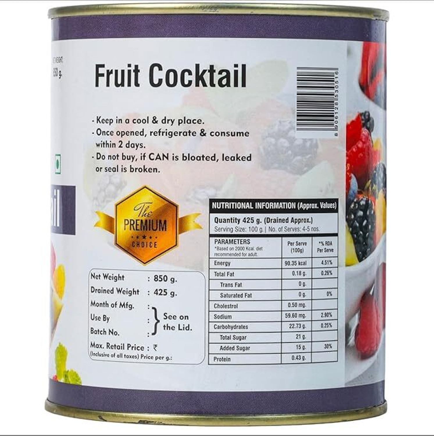 Image of caneen Fruit Cocktail | Canned Mixed Fruits | Bite Sized Fruits | Mixed Fruits Fruits