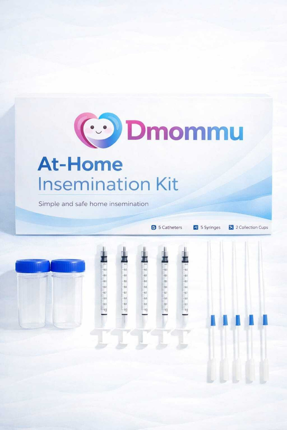 Image of Dmommu Self Insemination Kit for Women (17cm) | 5 Syringes, 5 Catheters & 2 Containers Intravenous Cannula