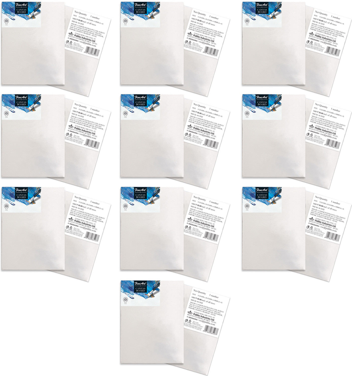 Image of Fine Art Canvas Board 6X8, Pack of 10 Cotton Fine Grain Stretched Canvas Board (Set of 10)