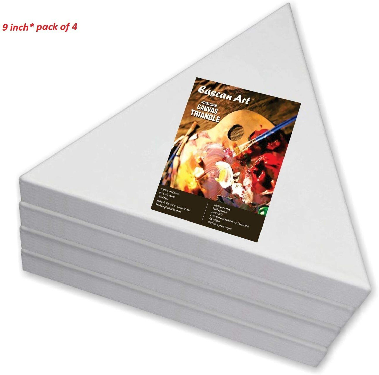 Image of Eascan Art 9 inch Cotton Medium Grain Pre Stretched Canvas (Set of 4)