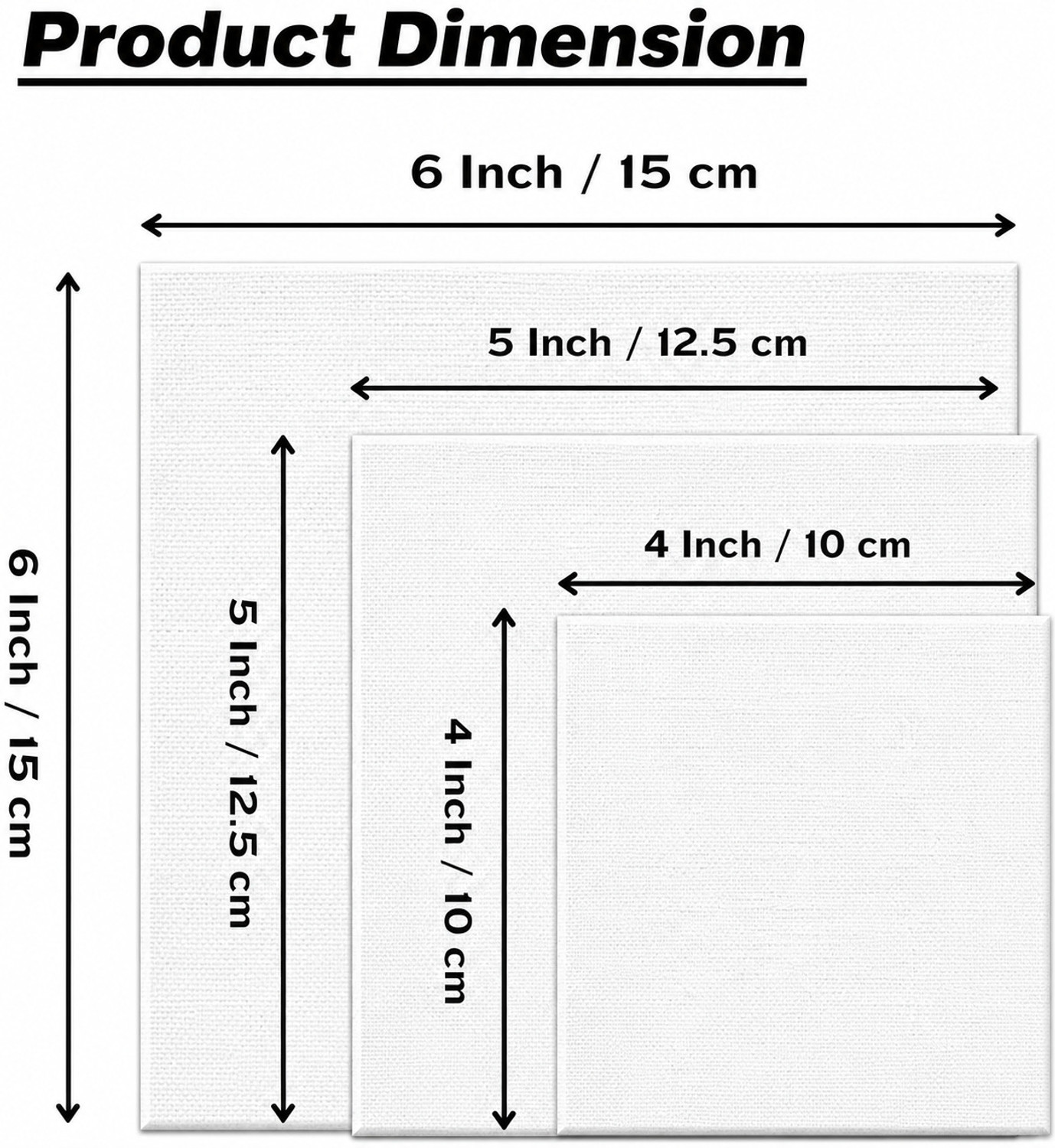 Image of Kasavi 6X6(3) 5X5(3) 4X4(3) CANVAS BOARD Cotton Medium Grain Board Canvas (Set of 9) (White)
