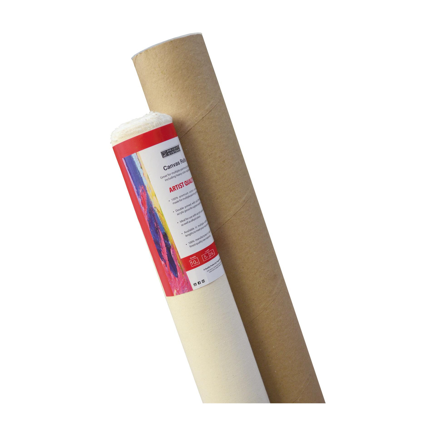 Image of Pragati Systems 'Artist' Series 10 Oz Canvas Roll 24 Inch x 5 Meter Polycotton Medium Grain Canvas Roll (Set of 1)