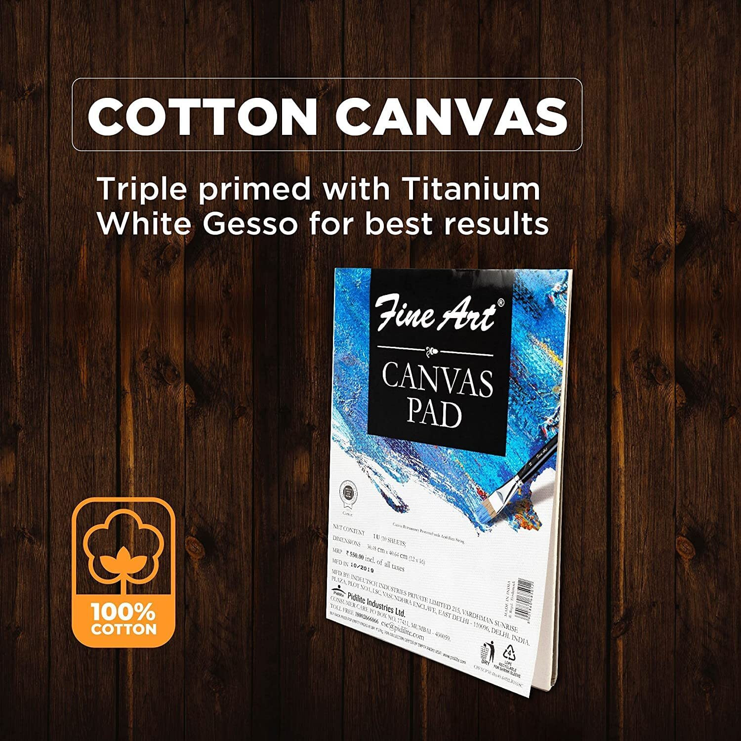 Image of Fine Art Canvas Board 6X8, Pack of 10 Cotton Fine Grain Stretched Canvas Board (Set of 10)