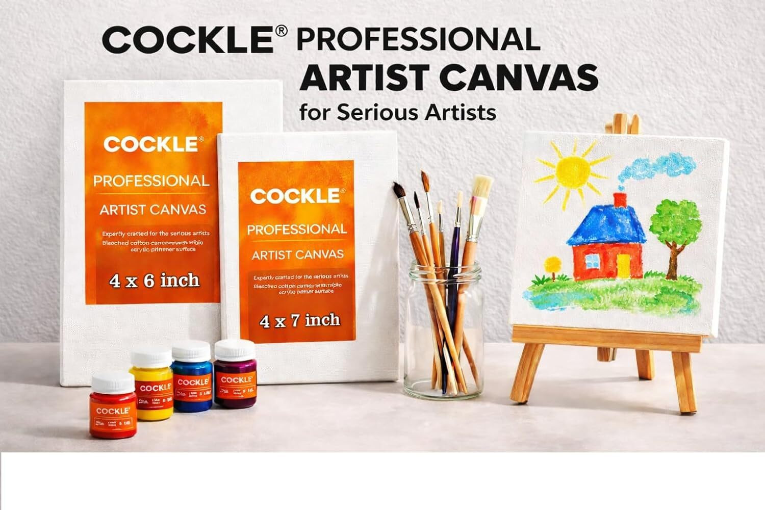 Image of Cockle Canvas Board for Painting 5x5 Inch Pack of 5 Cotton Fine Grain Board Canvas (Set of 5)