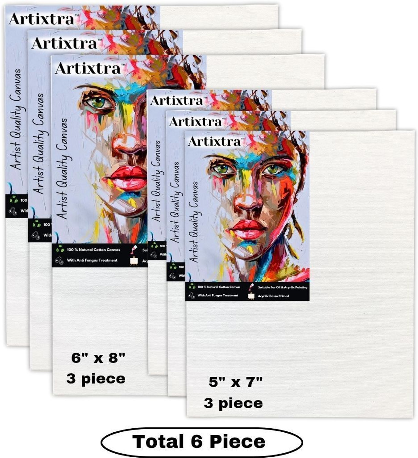 Image of Artixtra 6X8-3 | 5X7-3 Cotton Medium Grain Board Canvas (Set of 6)