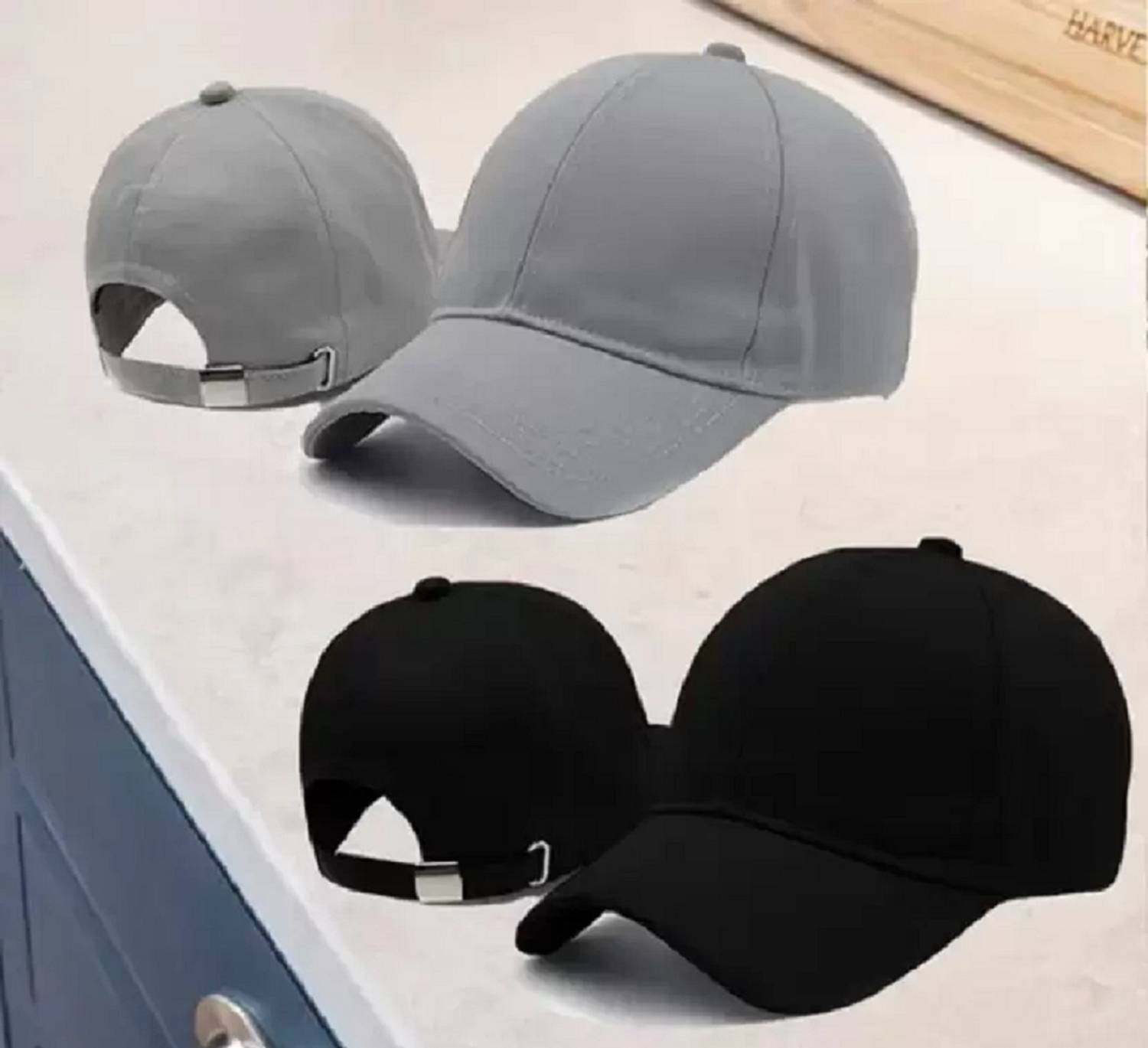 M John's Solid Self Design Cap Pack of 2 - Image 1