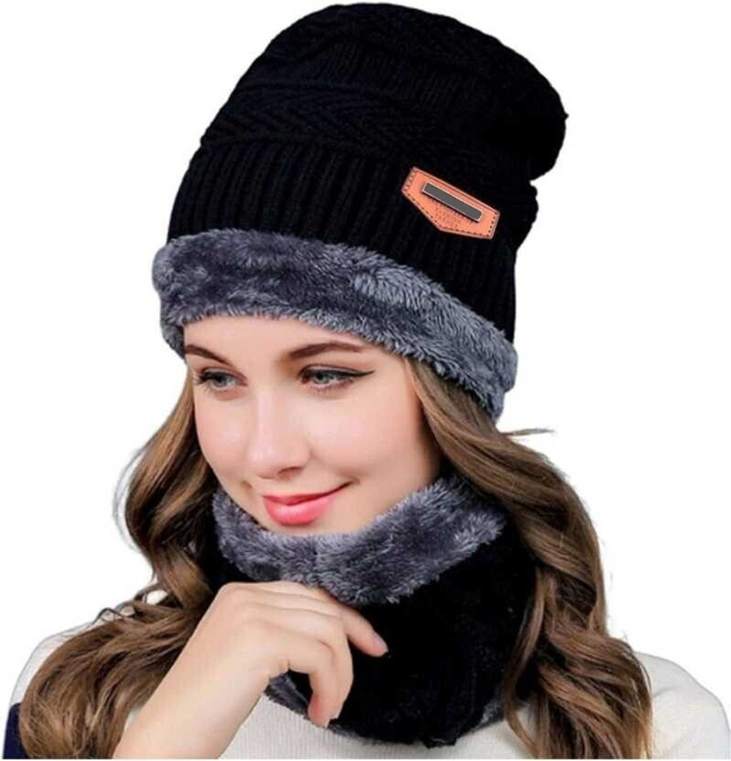 Image of AmorMente Solid, Self Design, Embellished, Woven Skull Cap