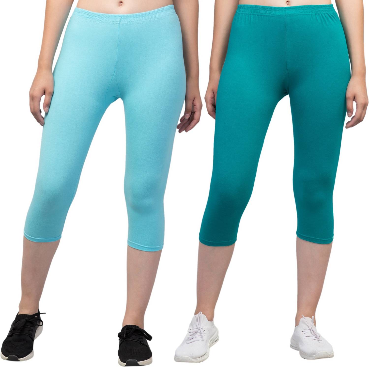 UllasPemium Cotton Lyvra Capri Women Light Blue, Green Capri