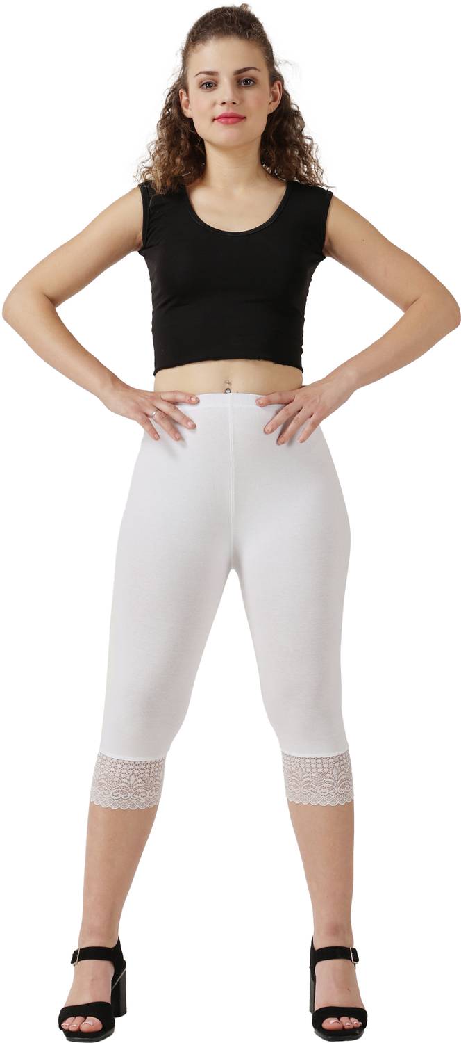 aakrushi Capri leggings Lace Women Black, White Capri - Buy