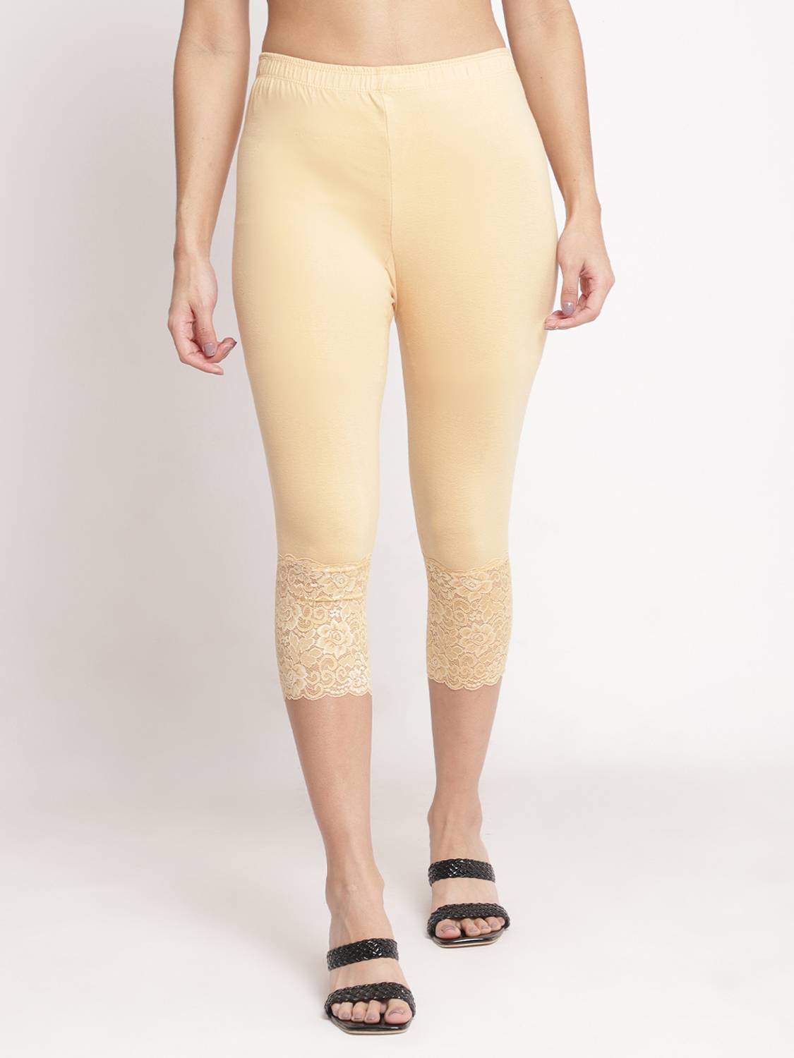 UllasPemium Cotton Lyvra Capri Women Beige Capri