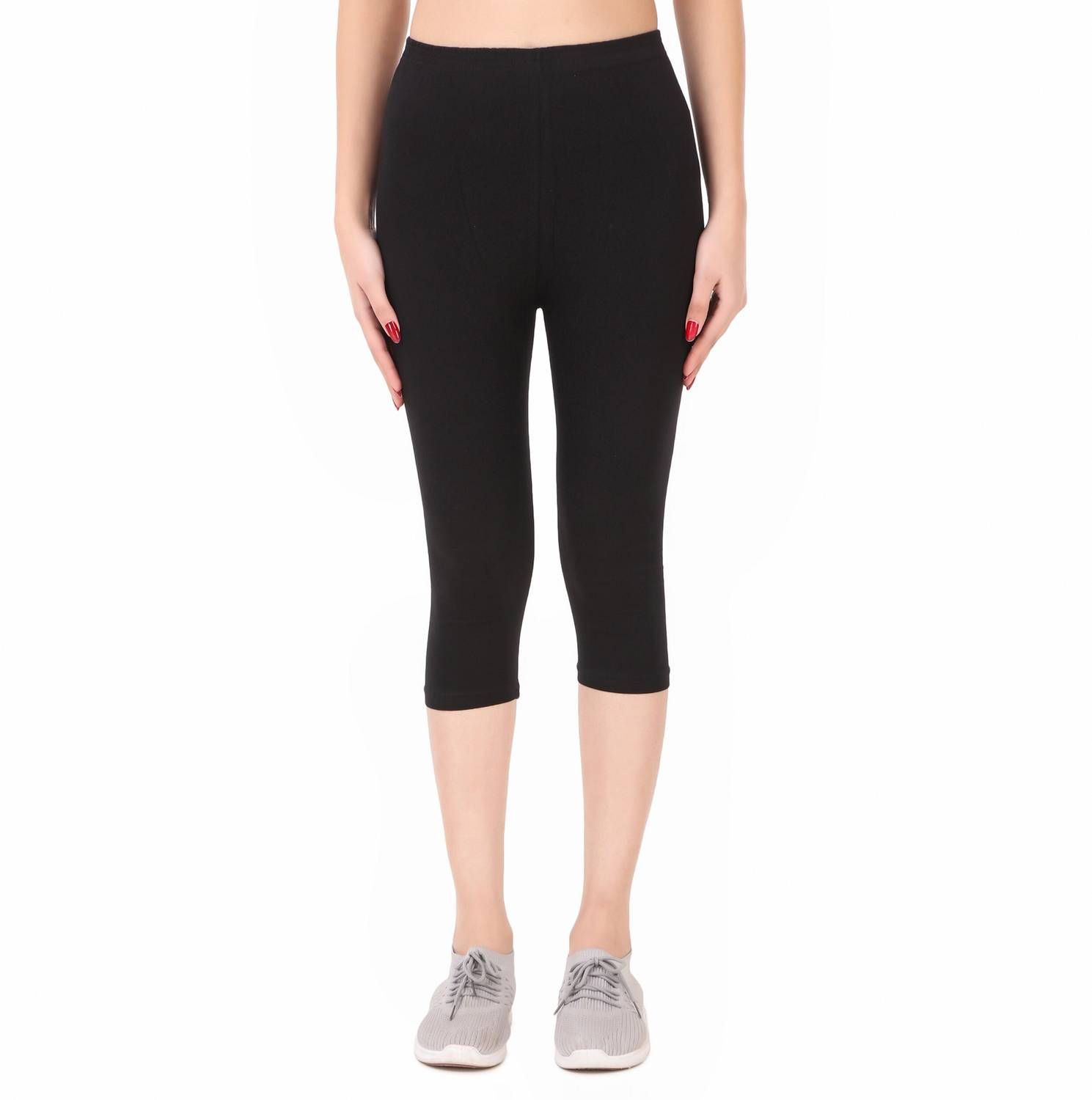Ayvina Cotton Lycra capri for women,capri for ladies,capri for girls Women Black Capri