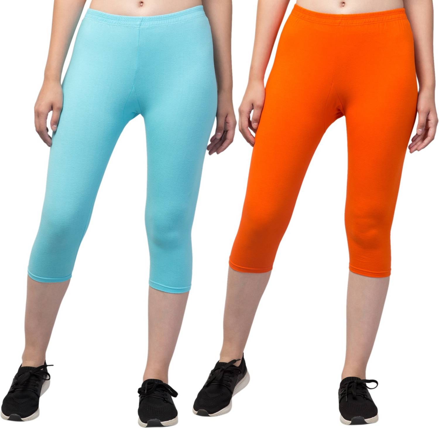 UllasPemium Cotton Lyvra Capri Women Light Blue, Orange Capri