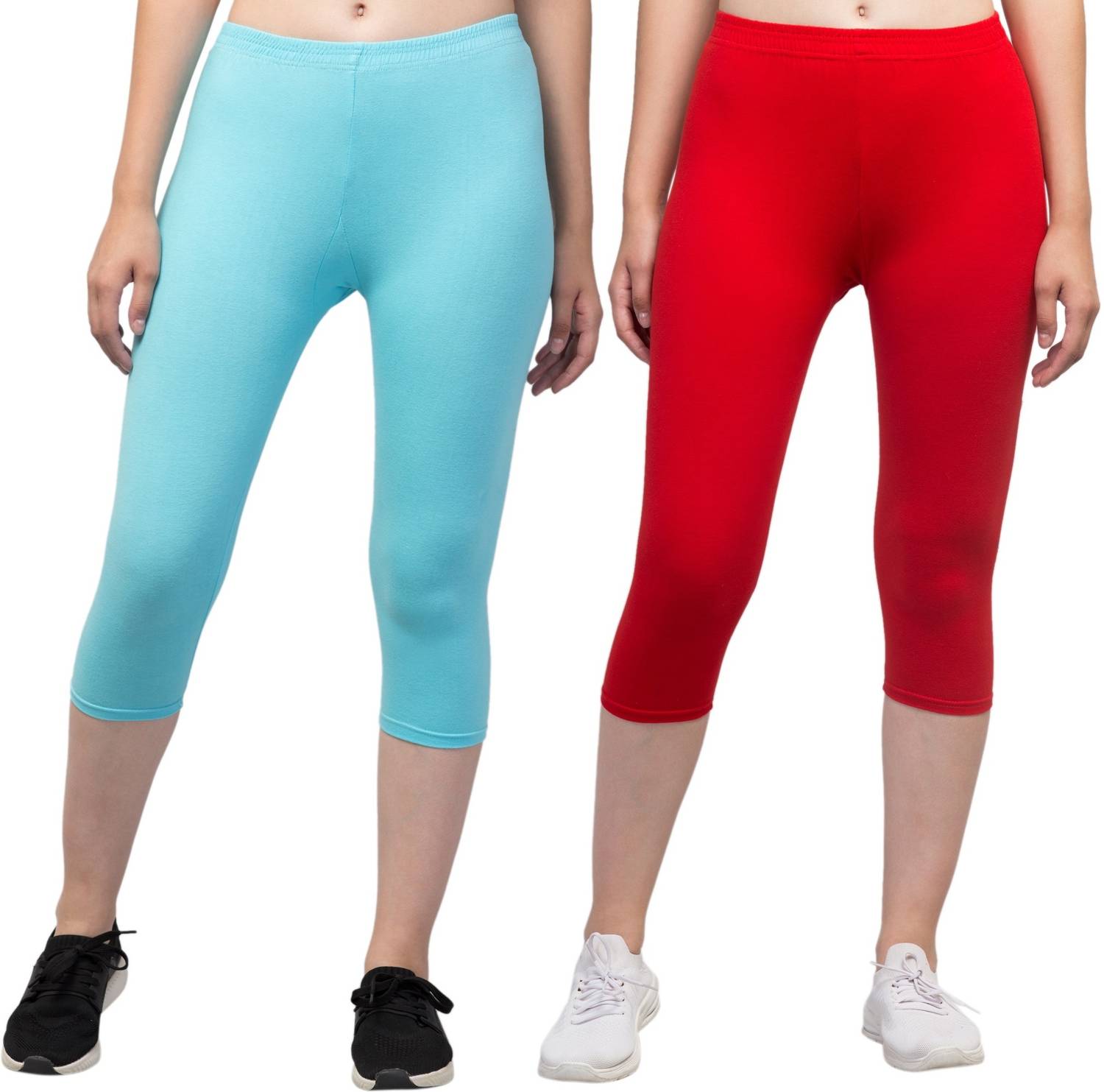 UllasPemium Cotton Lyvra Capri Women Light Blue, Red Capri