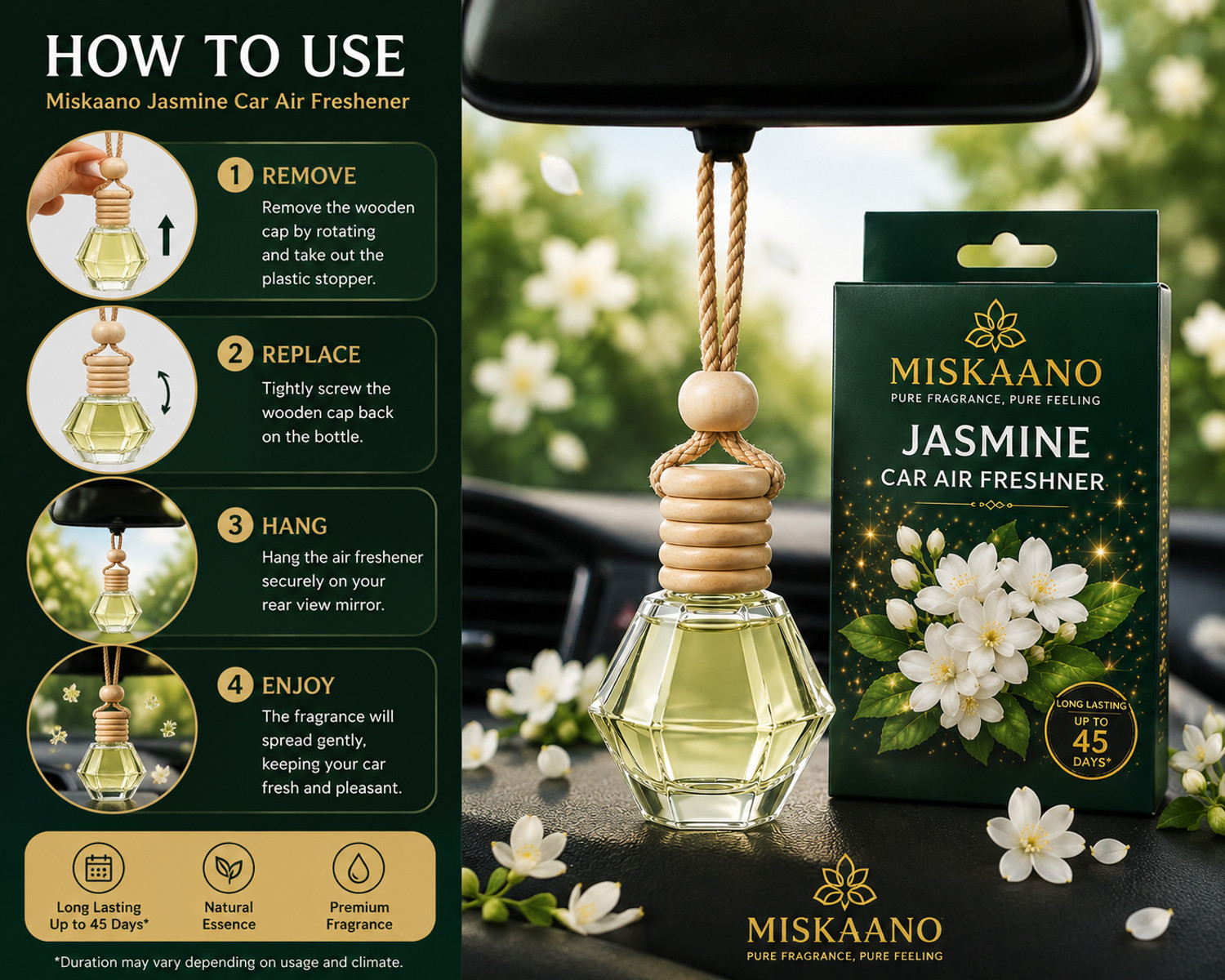 Image of Miskaano Jasmine Jasmine Car Air Freshner Air Purifier
