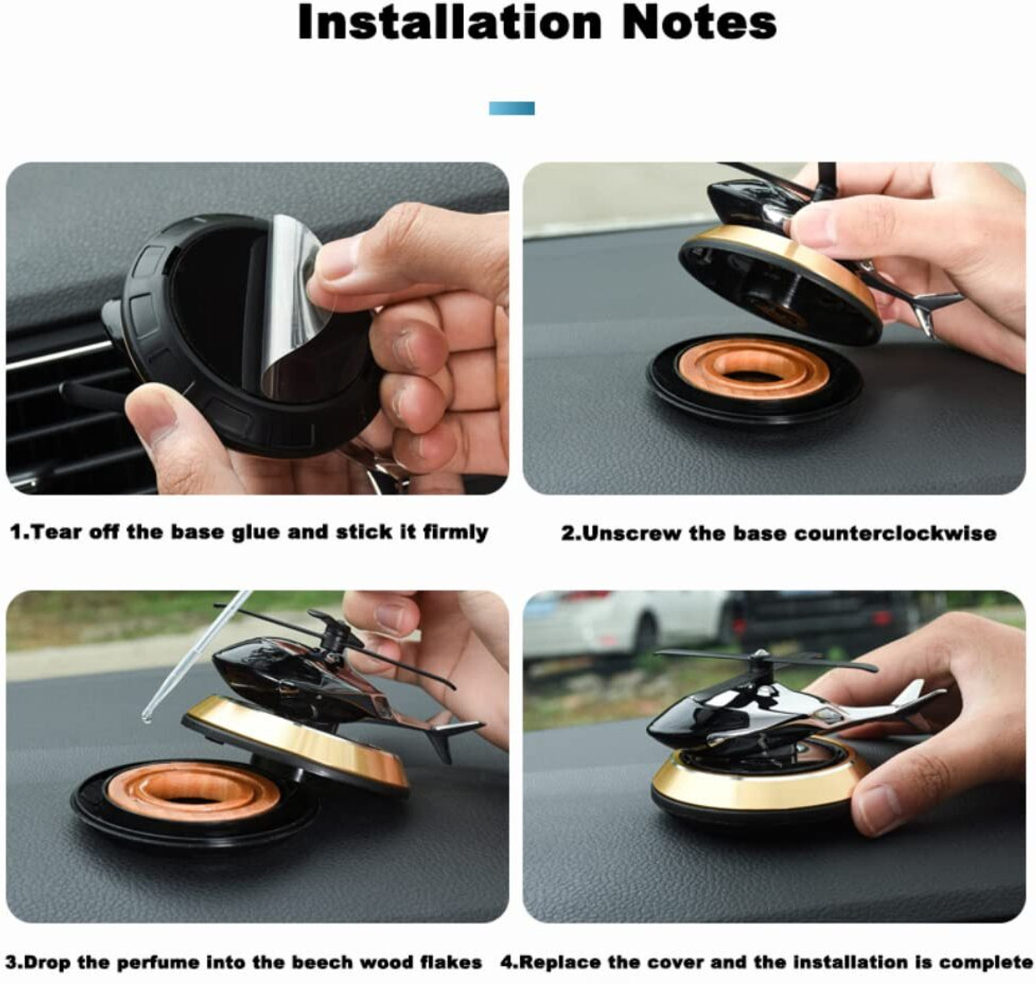 Image of PINOPZA Random Car Freshener Diffuser Solar Powered Helicopter Car Air Freshener & Dashboard Decorative Perfume Diffuser