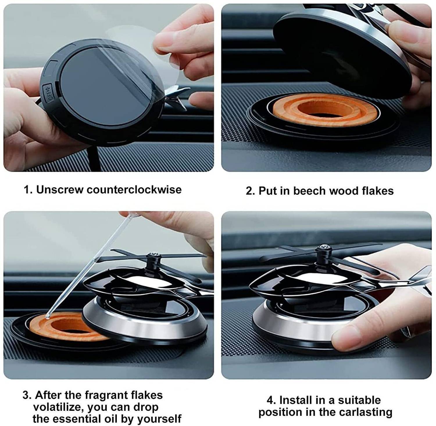ModishOmbre Solar Helicopter Car Aromatherapy - Image 5