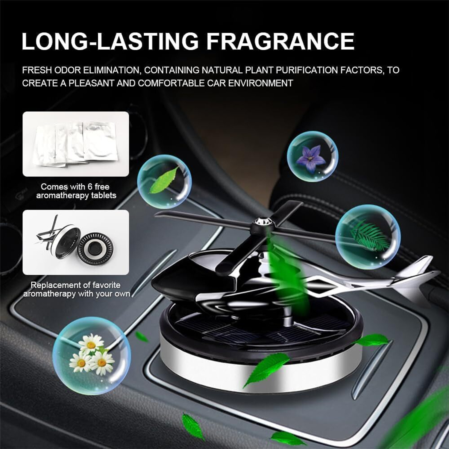 Image of pranzo Aqua Fragrance Car Freshener Refill, Aroma Oil, Diffuser, Automatic Spray Solar Powered Helicopter Car Air Freshener with Aroma Diffuser | Auto Rotating Fragrance Perfume for Dashboard