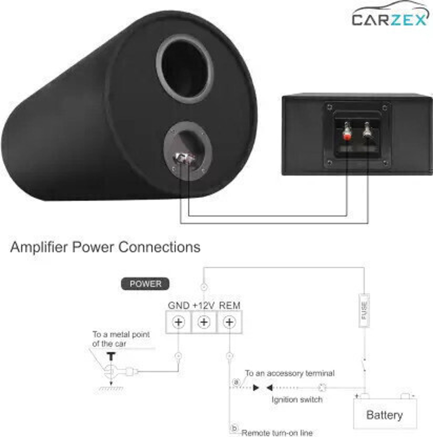 Image of CARZEX Car Amplifier 120 w Mono Class AB Car Amplifier