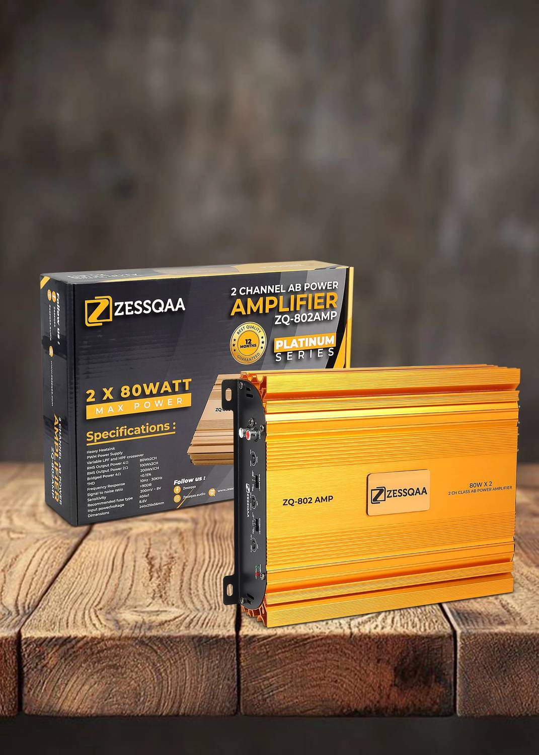 ZESSQAA ZQ-802 2 Channel 80W Car Amplifier - Image 5