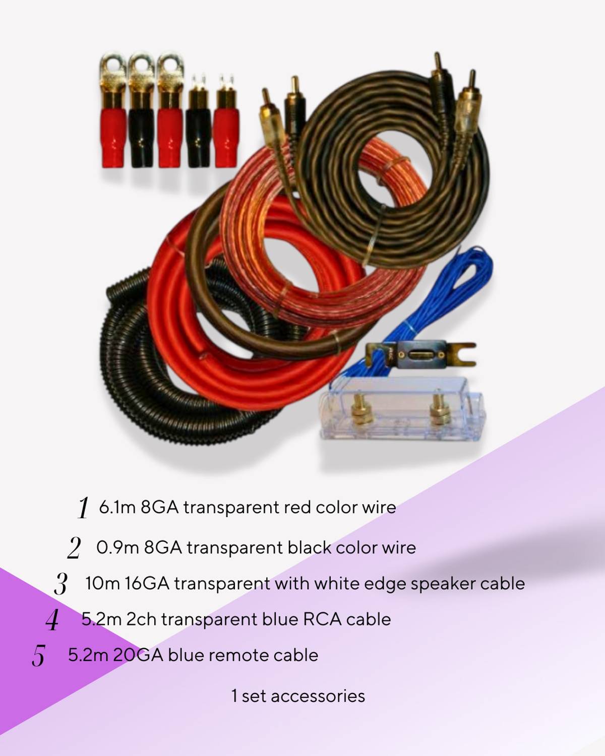 13-HI-13 0.9m 8GA transparent red color wire BOSS audio Amplifier