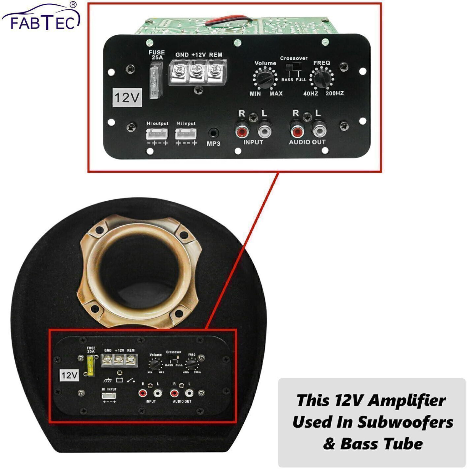 Image of CARZEX Car Basstube, Subwoofer Slayer, Pure Bass, ThumpMaster Mono Bass (120W, 12V DC) Mono Class AB Car Amplifier