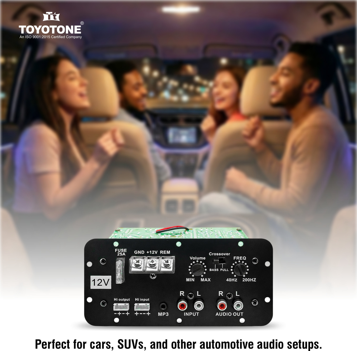 Image of TOYOTONE 12V Mono Channel 120W Car Amplifier, Bass Tube Sub Woofer kit (2 FUSE INCLUDED) Mono Class AB Car Amplifier