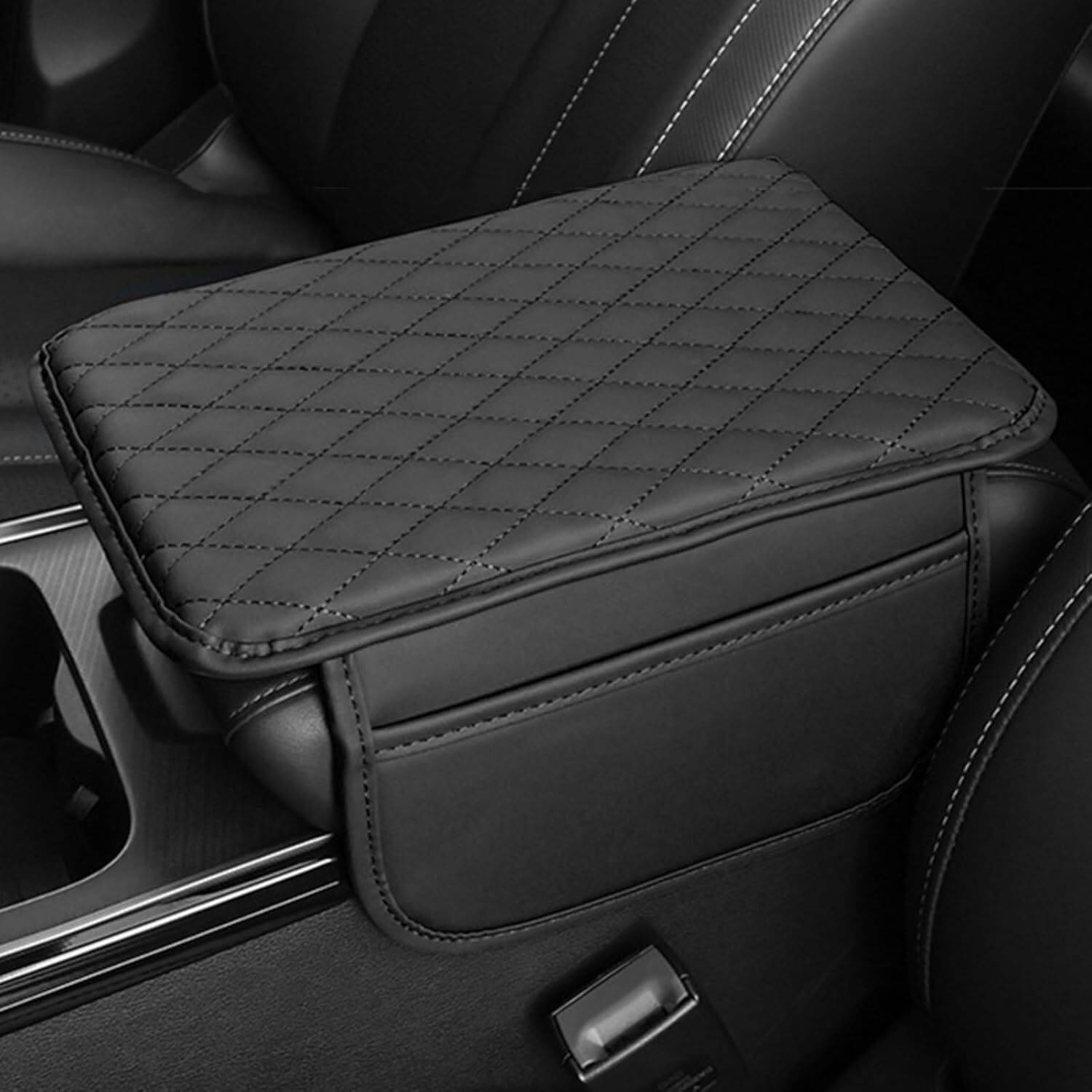 Auto Oprema Car Center Console 7D Black Fold Pad ,Microfiber Leather Car Bags,Universal Car Armrest Pad Cushion