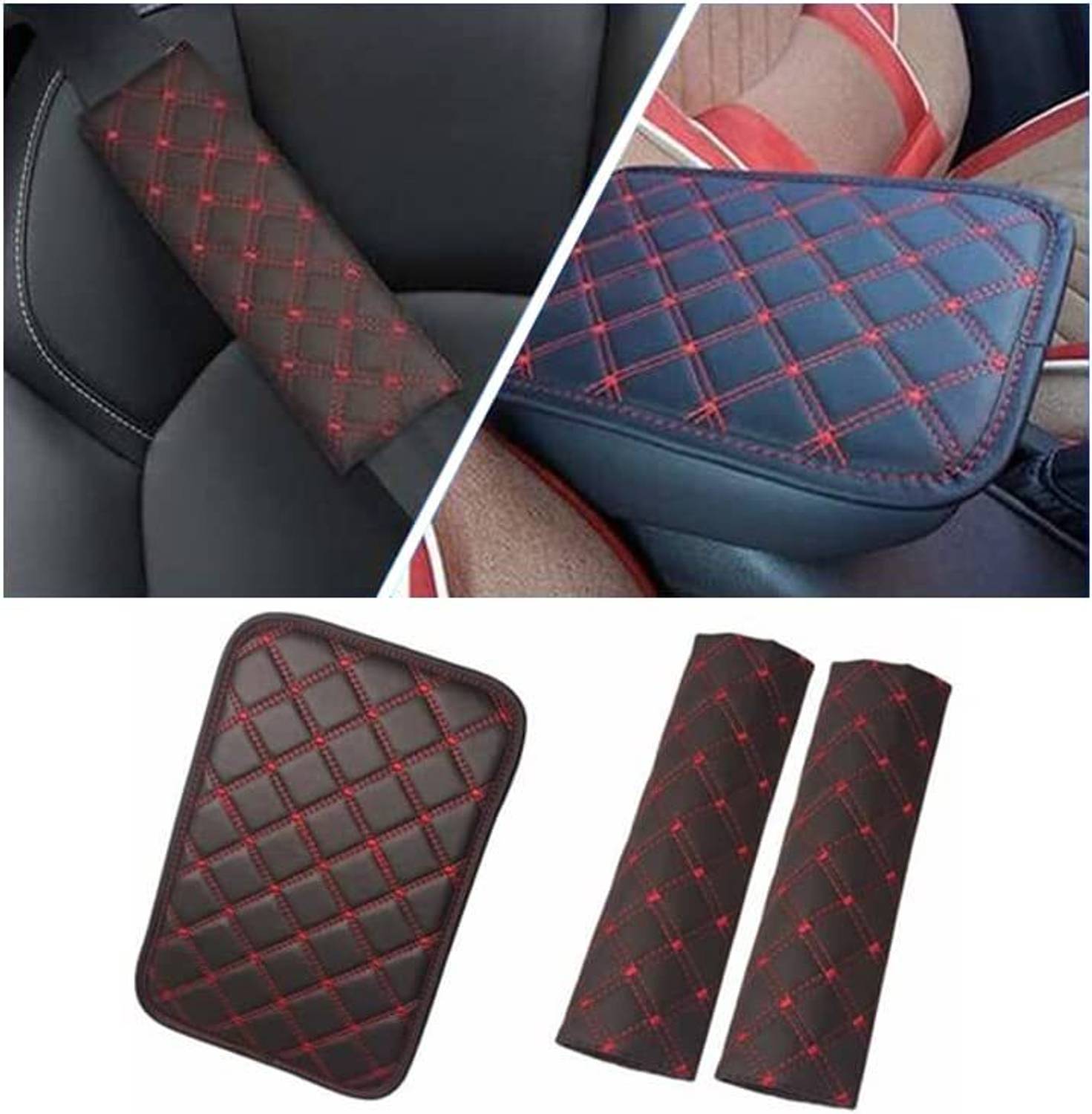 Auto Oprema Car Center Console Cover & Seat Belt Pad, Universal Car Car Armrest Pad Cushion