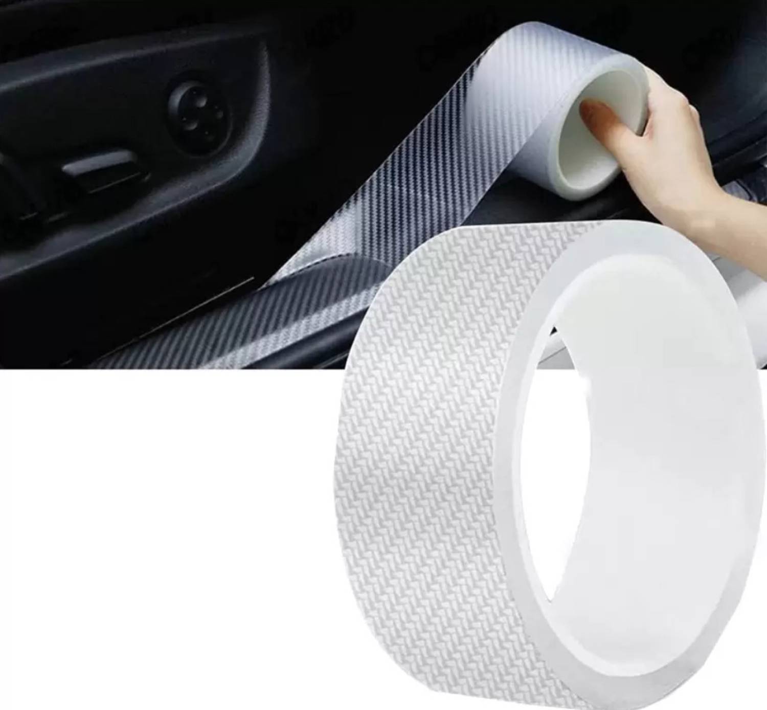 amsik Anti Scratch Back Carbon Fiber Paint Protection Film Tape (5CM X 5M) Car Beading Roll For Bumper, Door, Grill and Garnish Cover, Trunk, Window Sill