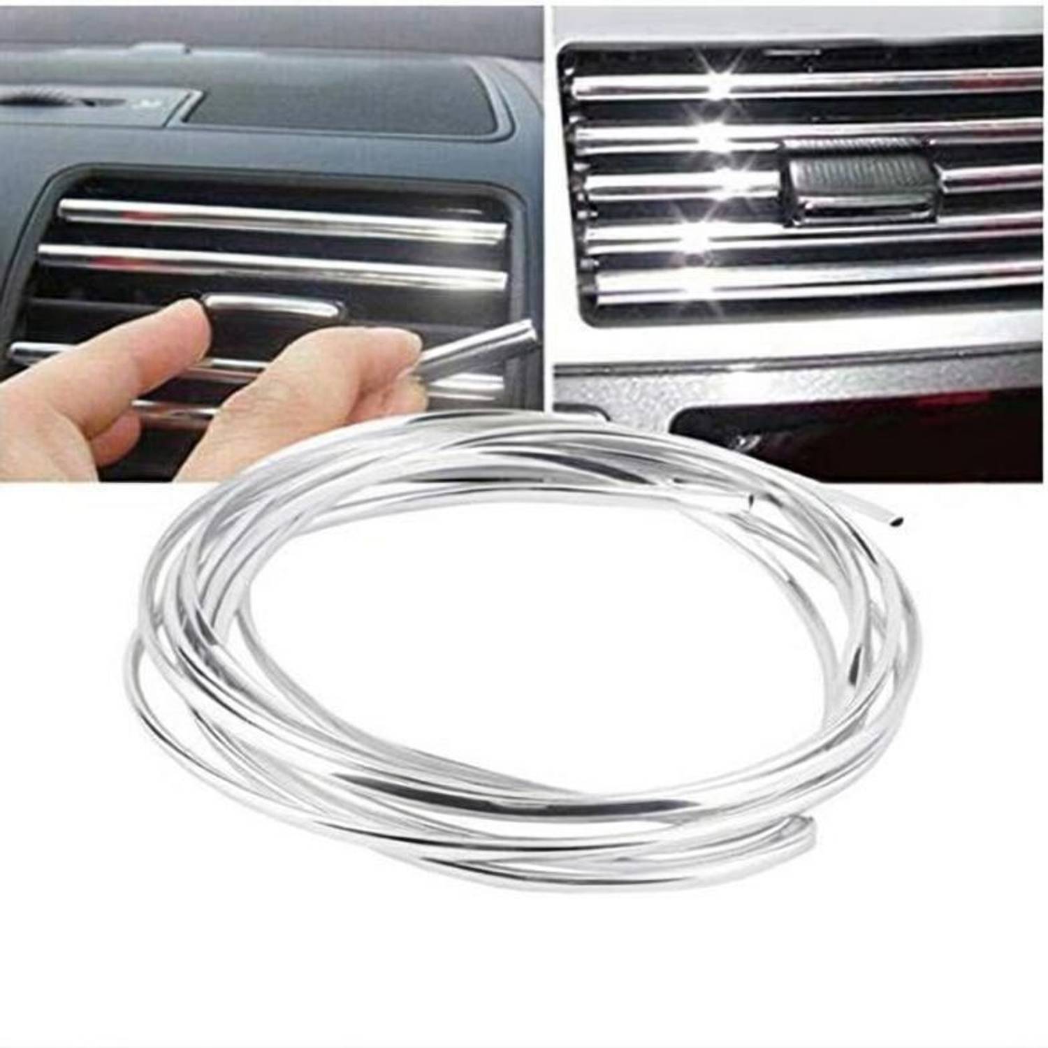 AutoBizarre Ac-Vent-Edges-Car-Decorative Chrome Styling Edge Guard Car Beading Roll For Door, Grill and Garnish Cover