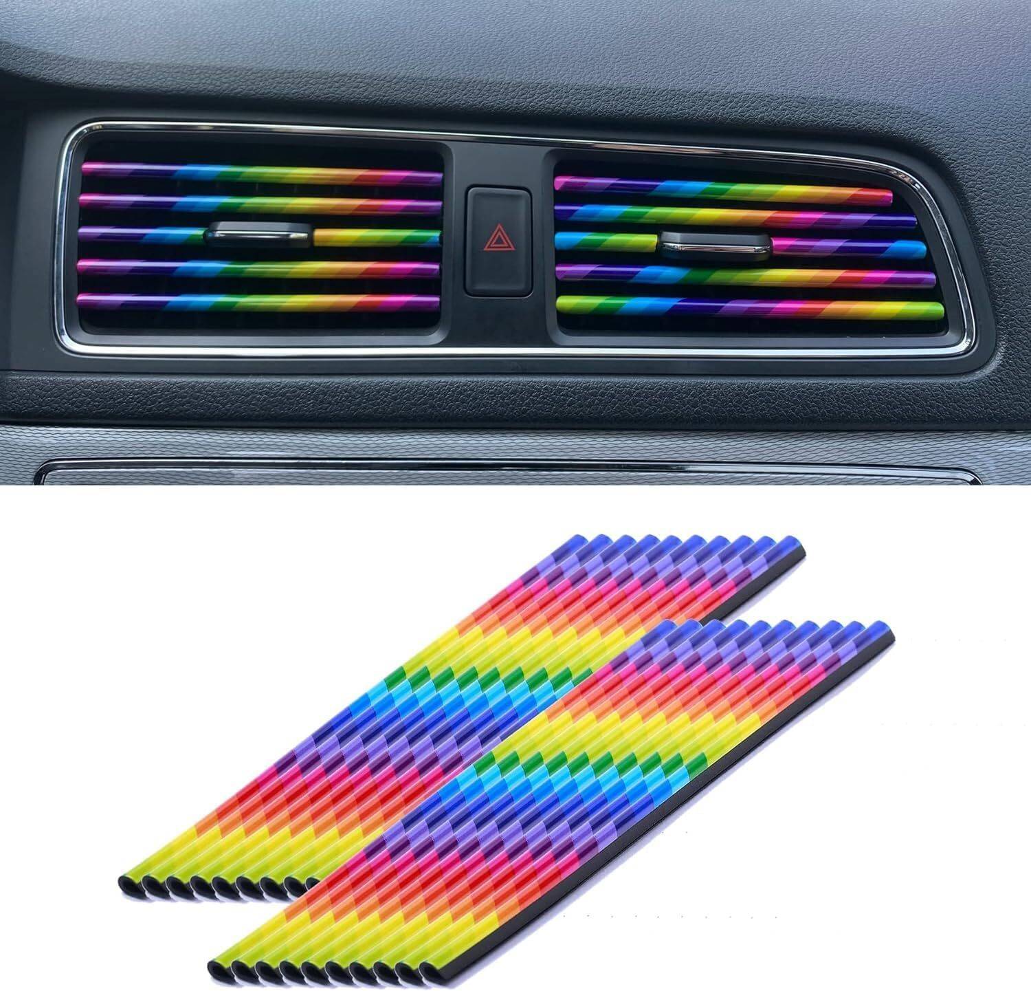 AKIKOAOKI Universal Chrome PVC Car Air Vent 10 PCS Strip Car Beading Roll For Grill and Garnish Cover