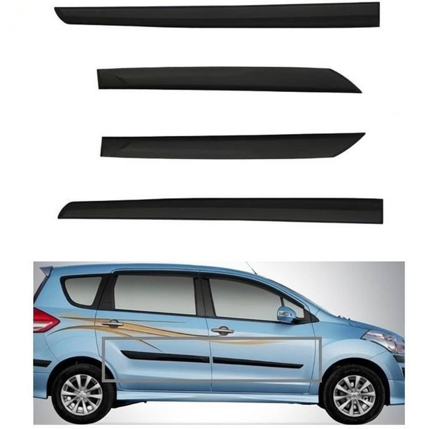 AutoZone Side Beading Moulding Compatible for Maruti Ertiga Old Set of 4 Pieces Car Beading Roll For Door