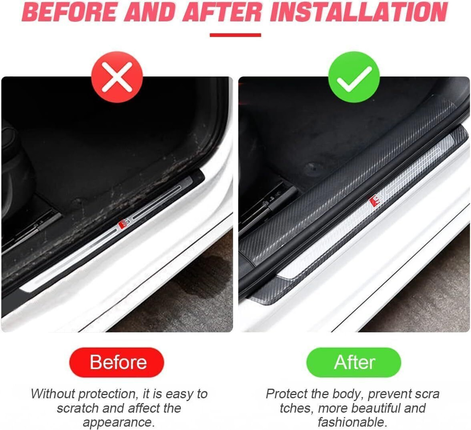 Image of skyunion High Gloss Anti Scratch Black Carbon Fiber Paint Protection Film Tape PPF White Car Beading Roll For Door