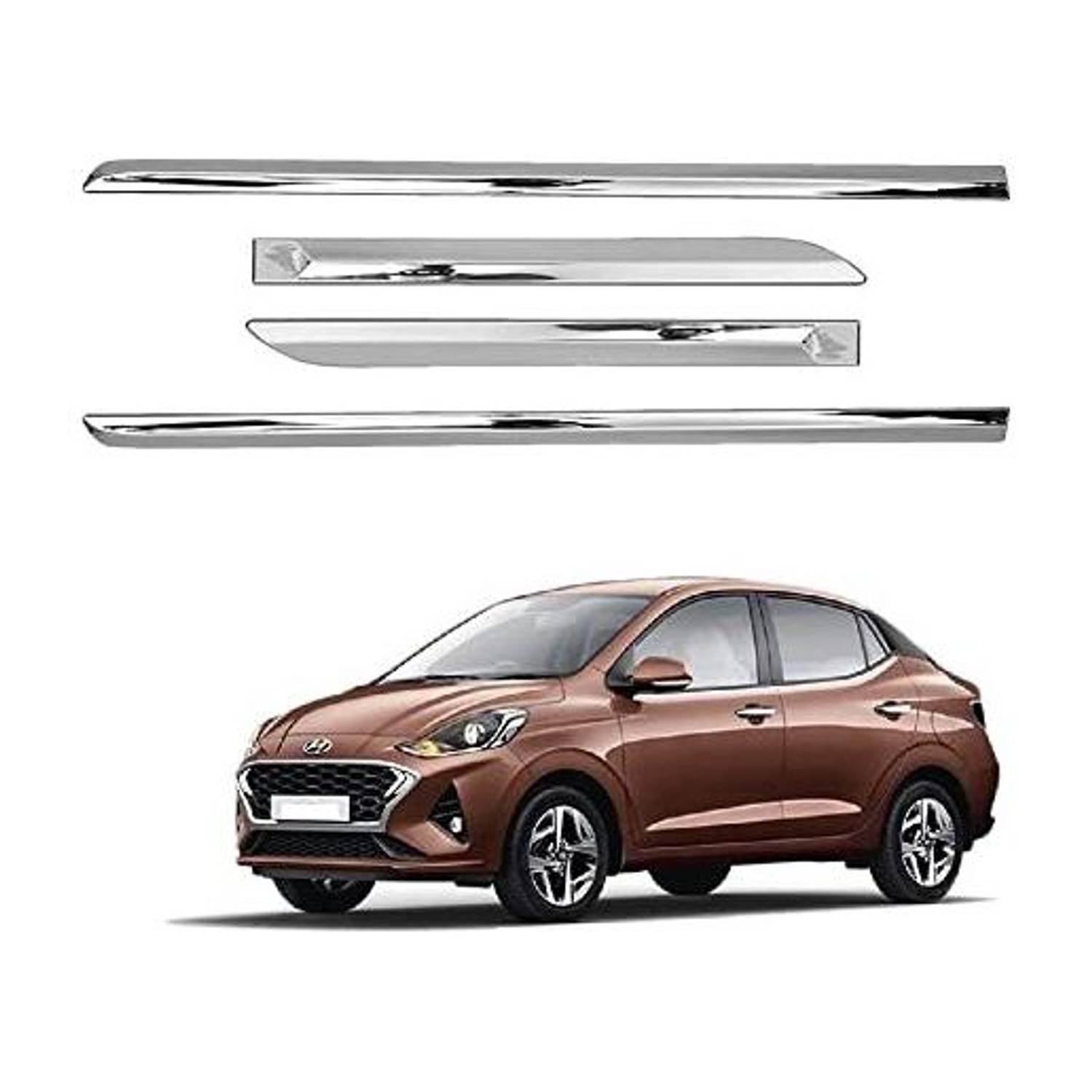 Bubu Car door full chrome side beading for Hyundai Aura Car (set of 4) Car Beading Roll For Door
