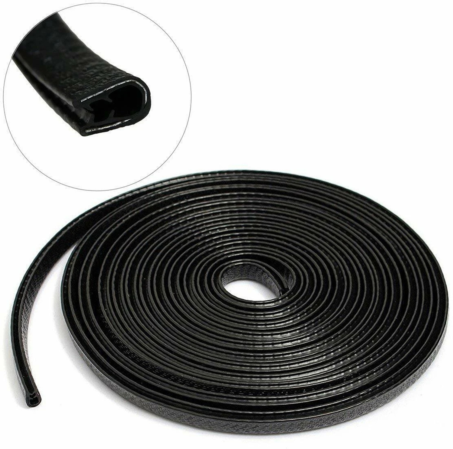 Image of LAVITRA U Shape Edge Trim Rubber Strip Seal Protector Car DoorGuard Cars (16ft /5 mBlack) Car Beading Roll For Bumper, Door, Trunk, Window Sill