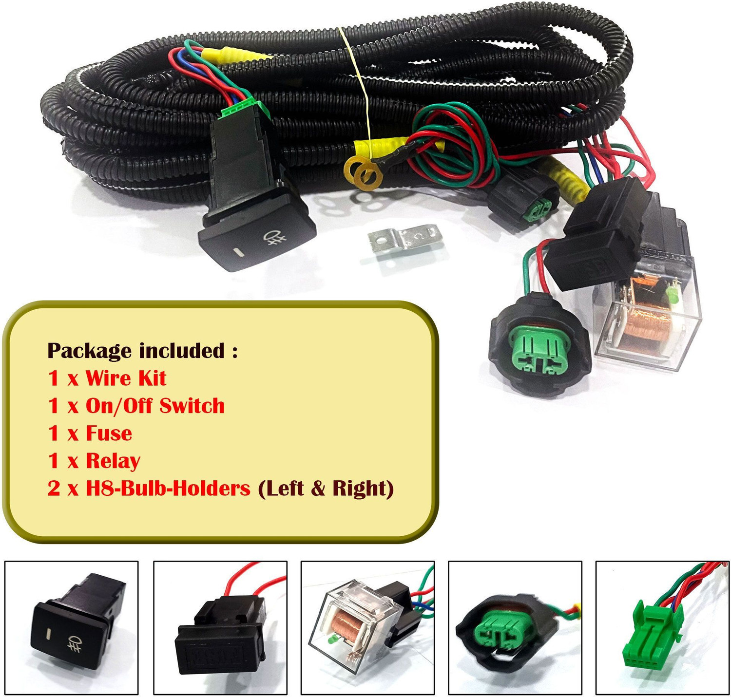 Image of AUTO PEARL Wire kit with socket, relay, & switch for Baleno 2020 onwards Car Bulb Holder