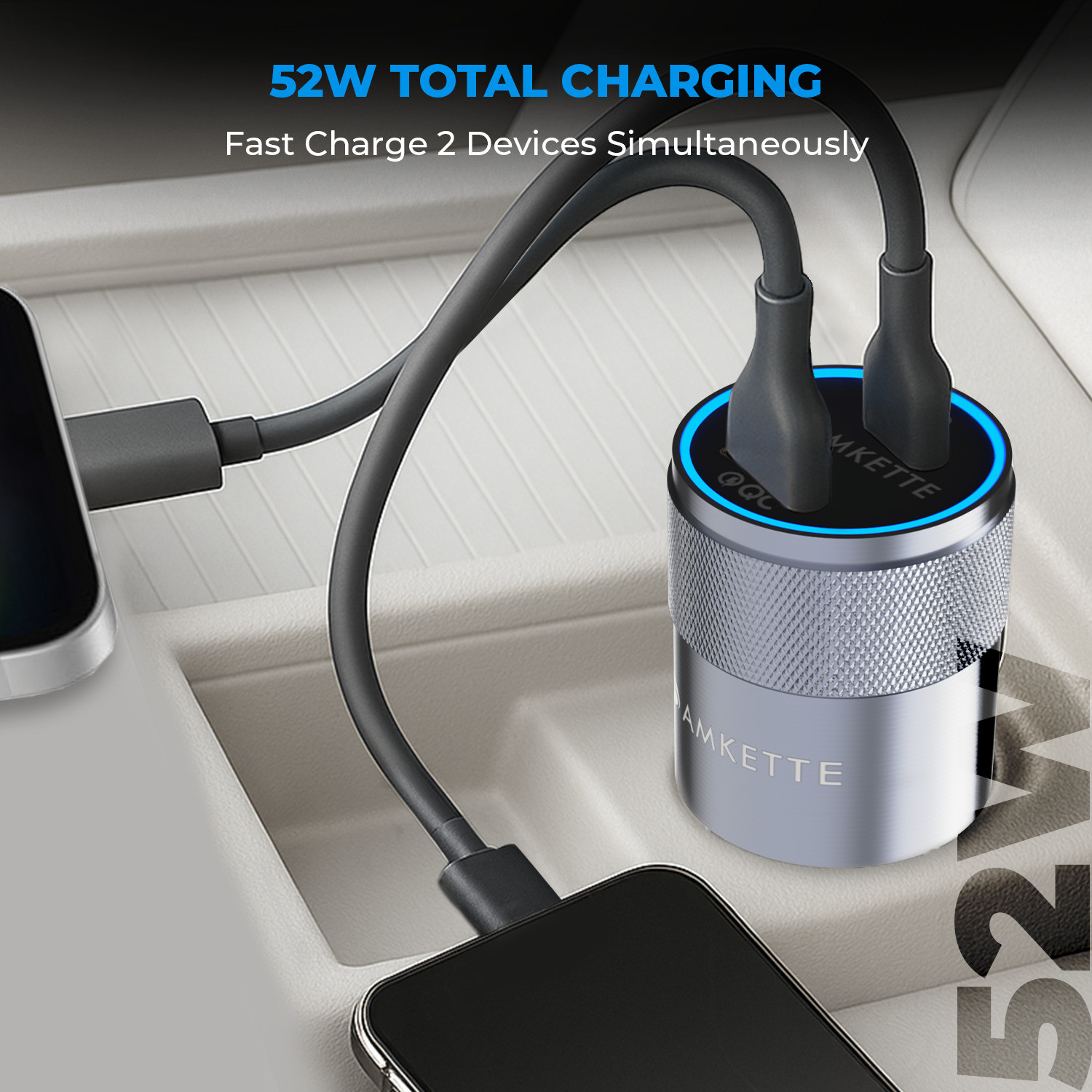 Image of AMKETTE 52 W Turbo Car Charger