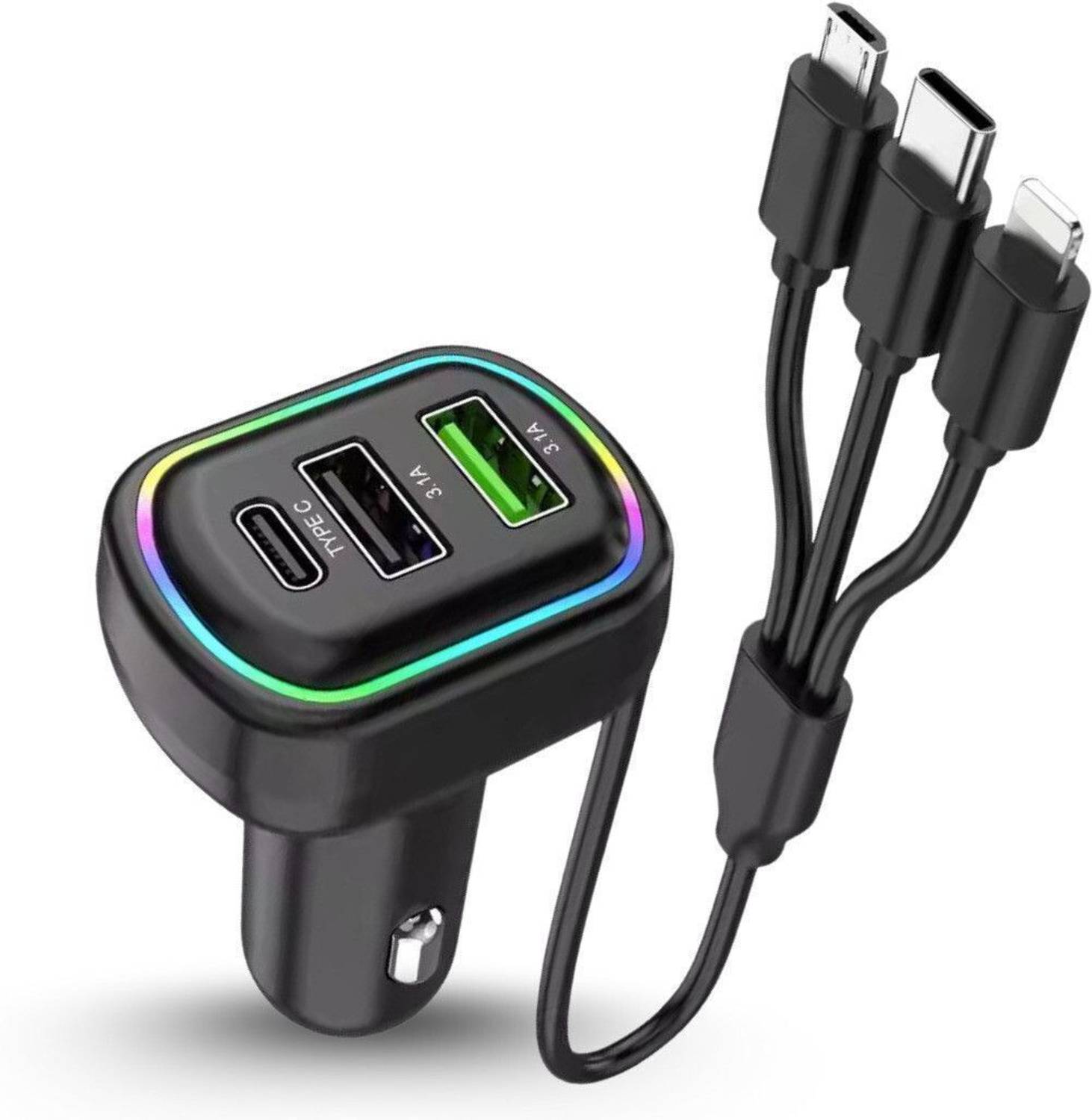 Chaebol 48 W Qualcomm 3.0 Turbo Car Charger (Black, With USB Cabl