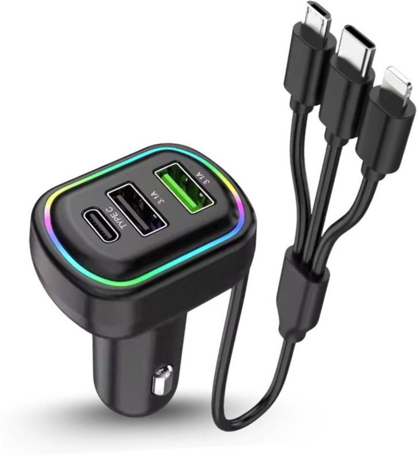 Chaebol 48 W Qualcomm 3.0 Turbo Car Charger (Black, With USB Cabl