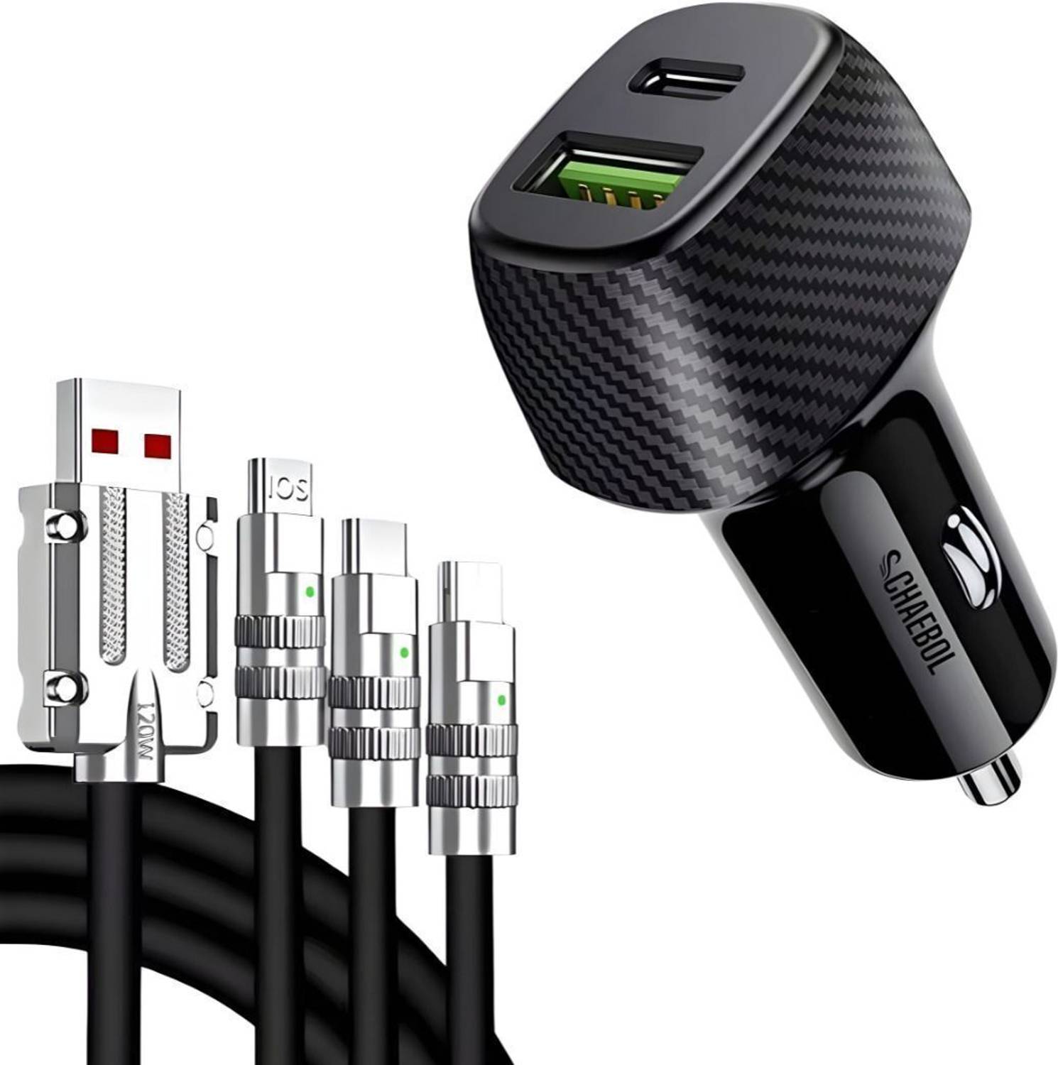 Chaebol 35 W Qualcomm 3.0 Turbo Car Charger (Black, With USB Cabl