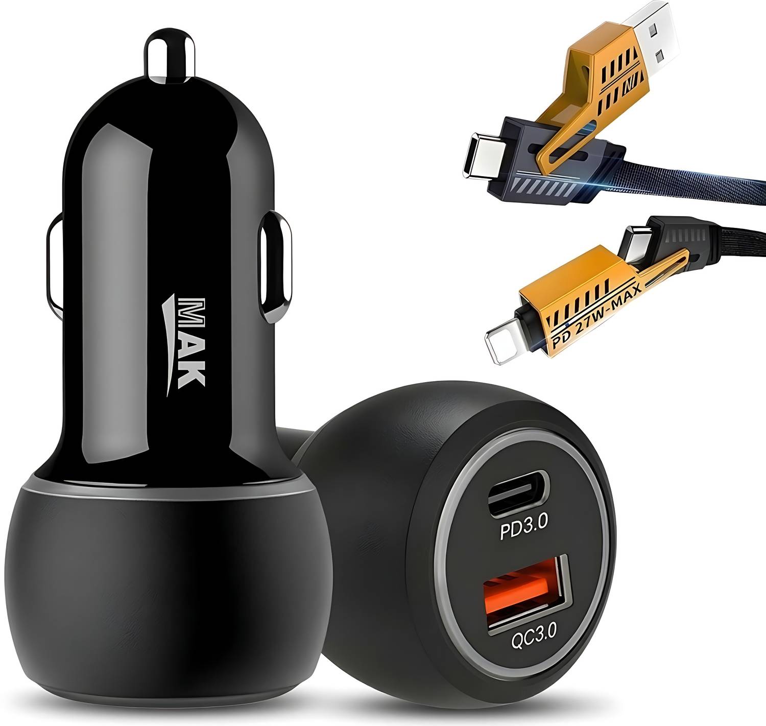 MAK 80W Qualcomm 3.0 Turbo Car Charger - Image 1