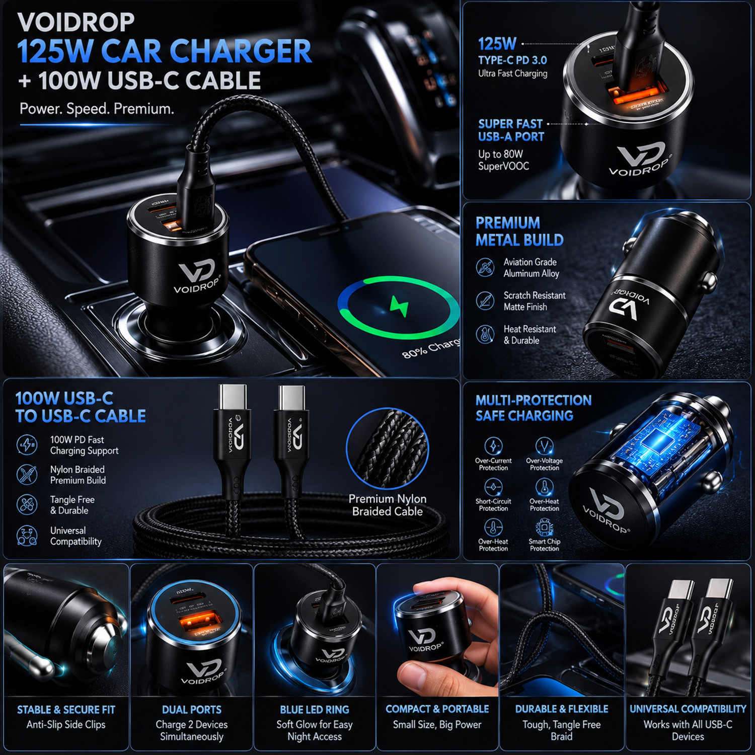 Image of XTOUCH 125 W Qualcomm 3.0 Turbo Car Charger