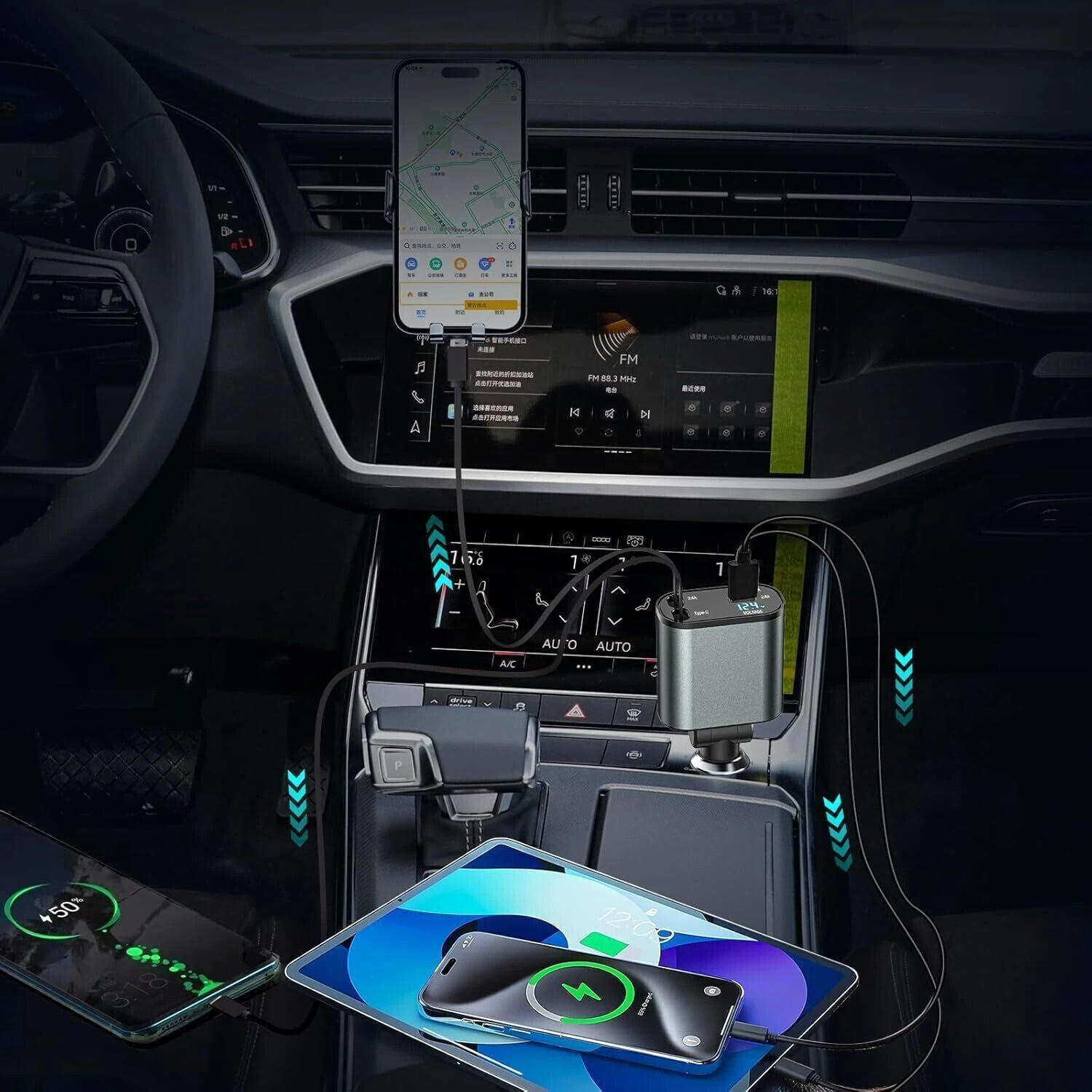 Image of Rhtdm 120 W Qualcomm Certified Turbo Car Charger