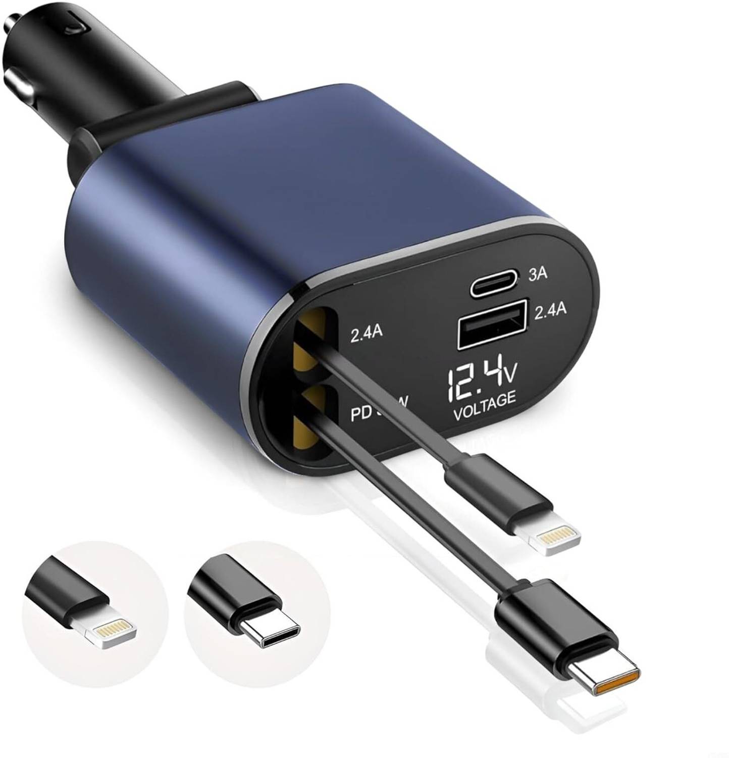 GadgetBite 120W Turbo Car Charger Blue - Image 1