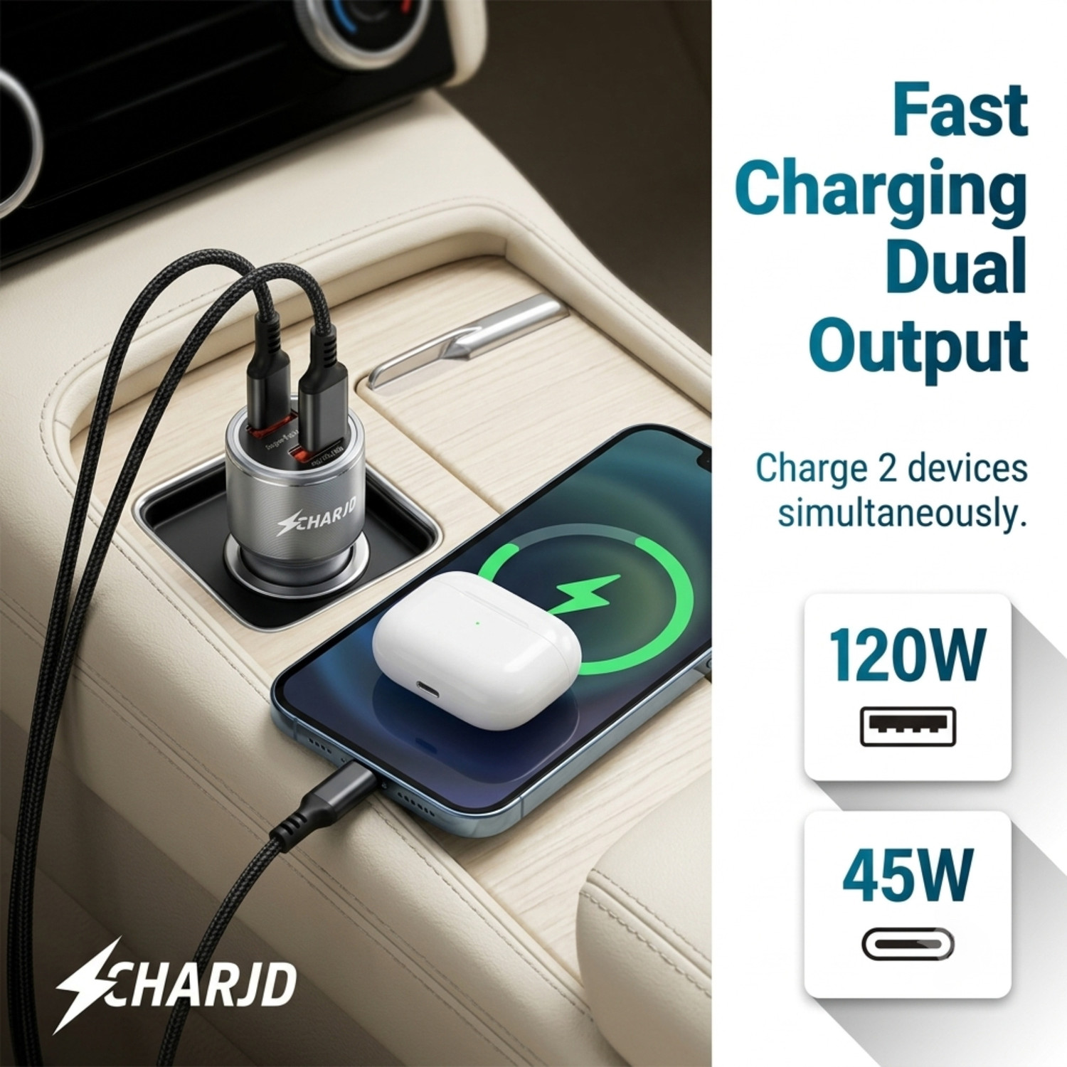 Image of CHARJD 165 W Qualcomm 3.0 Turbo Car Charger