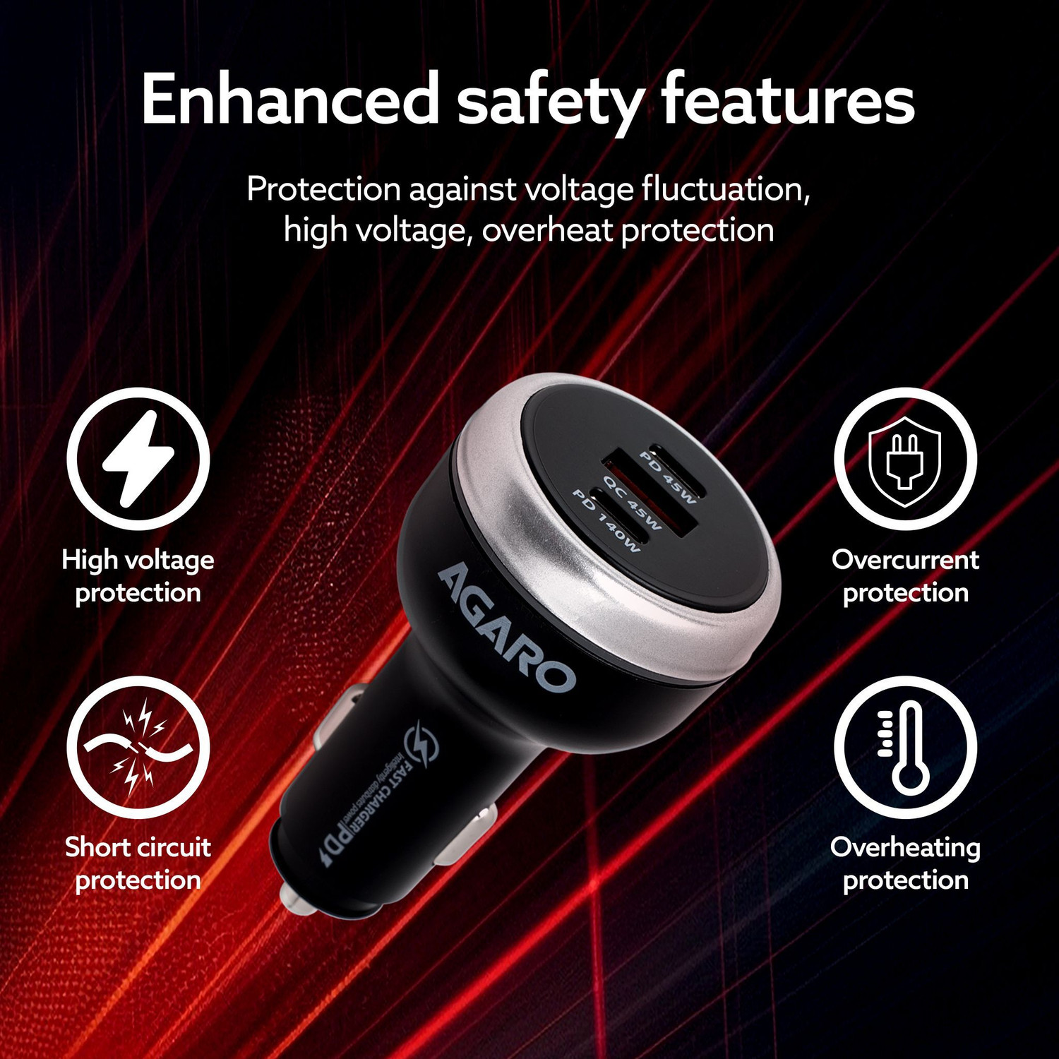 Image of AGARO 5 Amp Turbo Car Charger