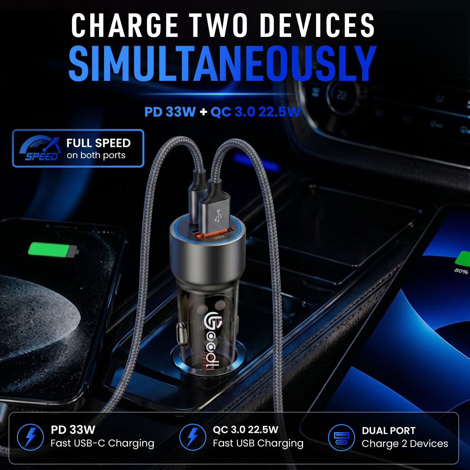 Image of GOODLIFE 55.5 W Qualcomm Certified Turbo Car Charger