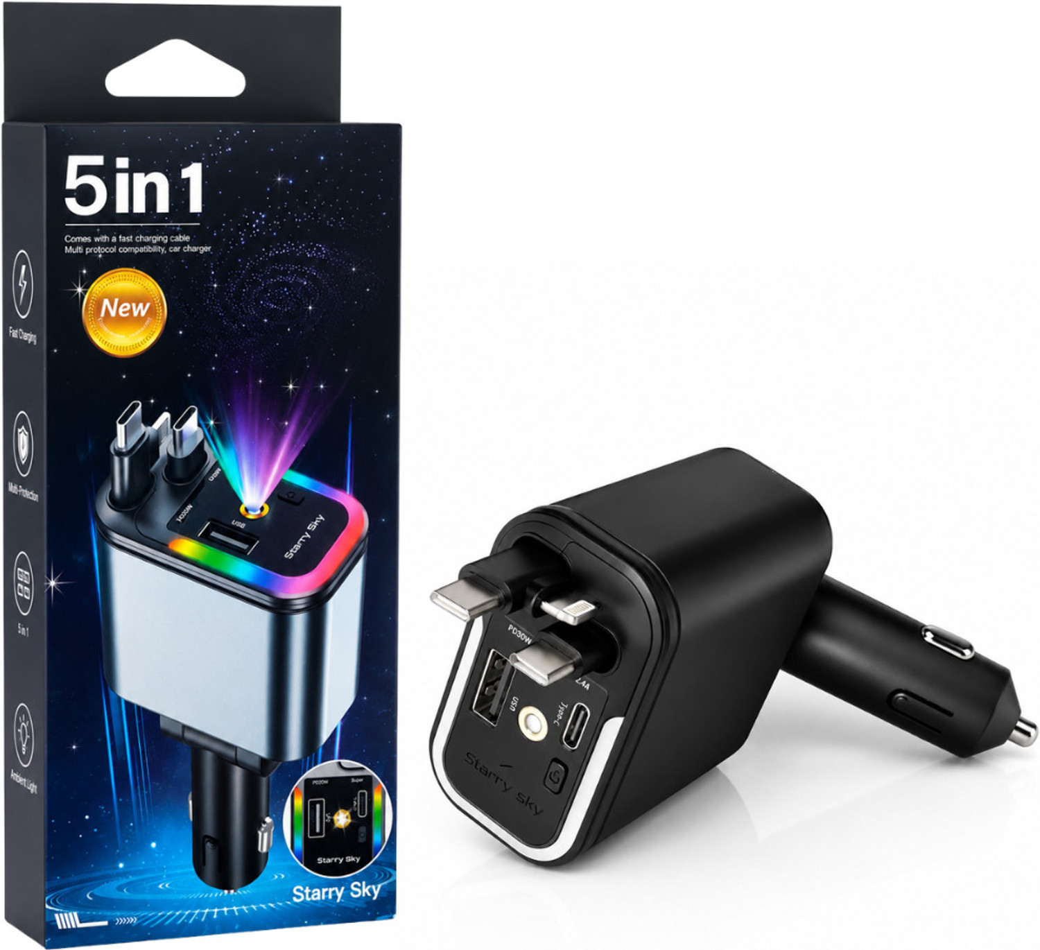 Image of FITRIC 120 W Turbo Car Charger (Black, With USB Cable)
