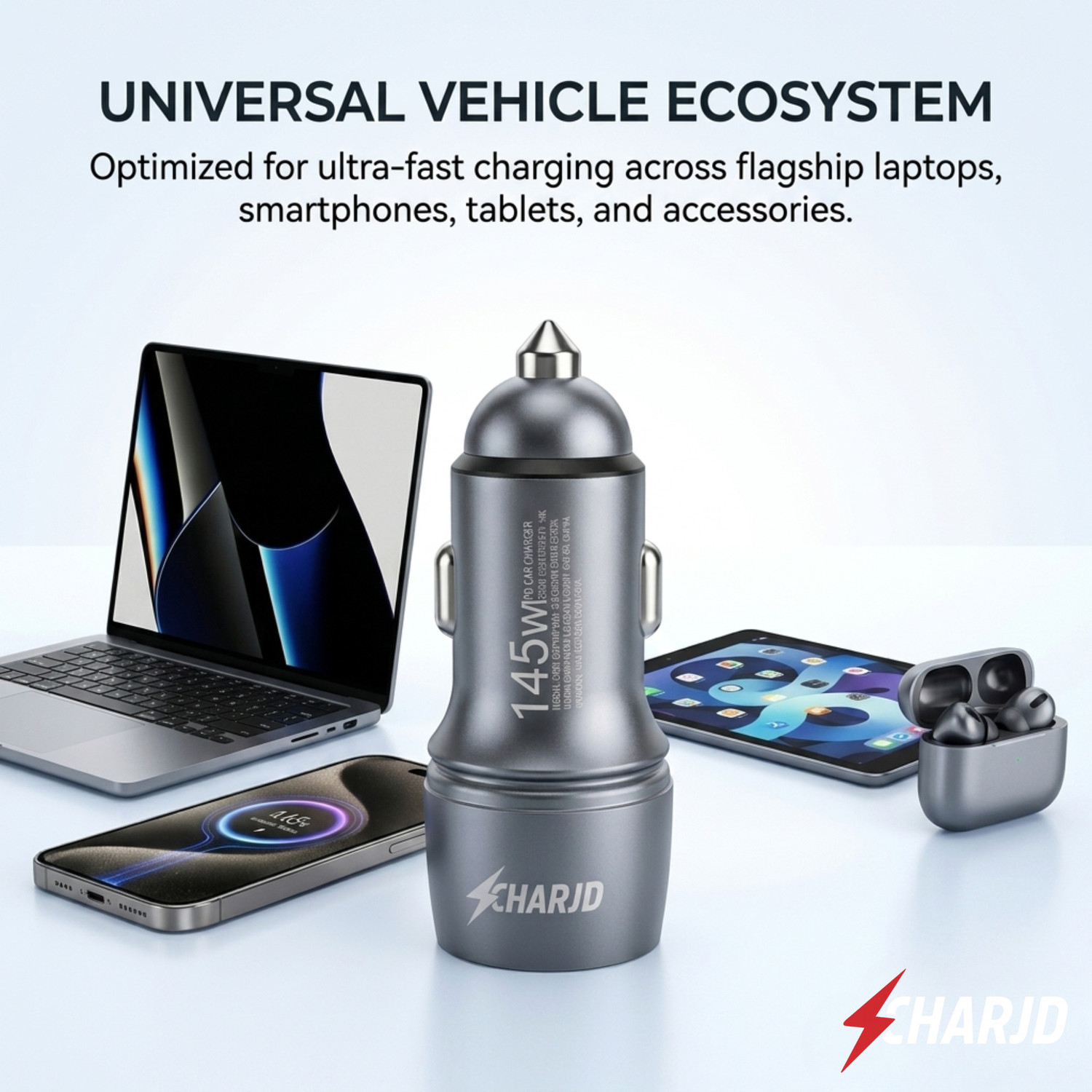 Image of CHARJD 145 W Qualcomm 3.0 Turbo Car Charger
